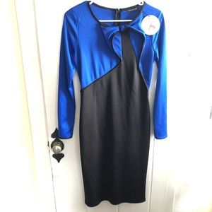 Piao Liang Fu Shi Long Sleeve Dress Black/Blue M